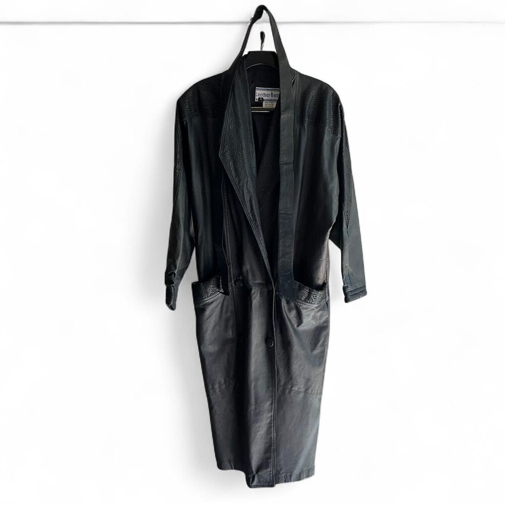 Vintage Leather Beez Embossed Trench Coat size S